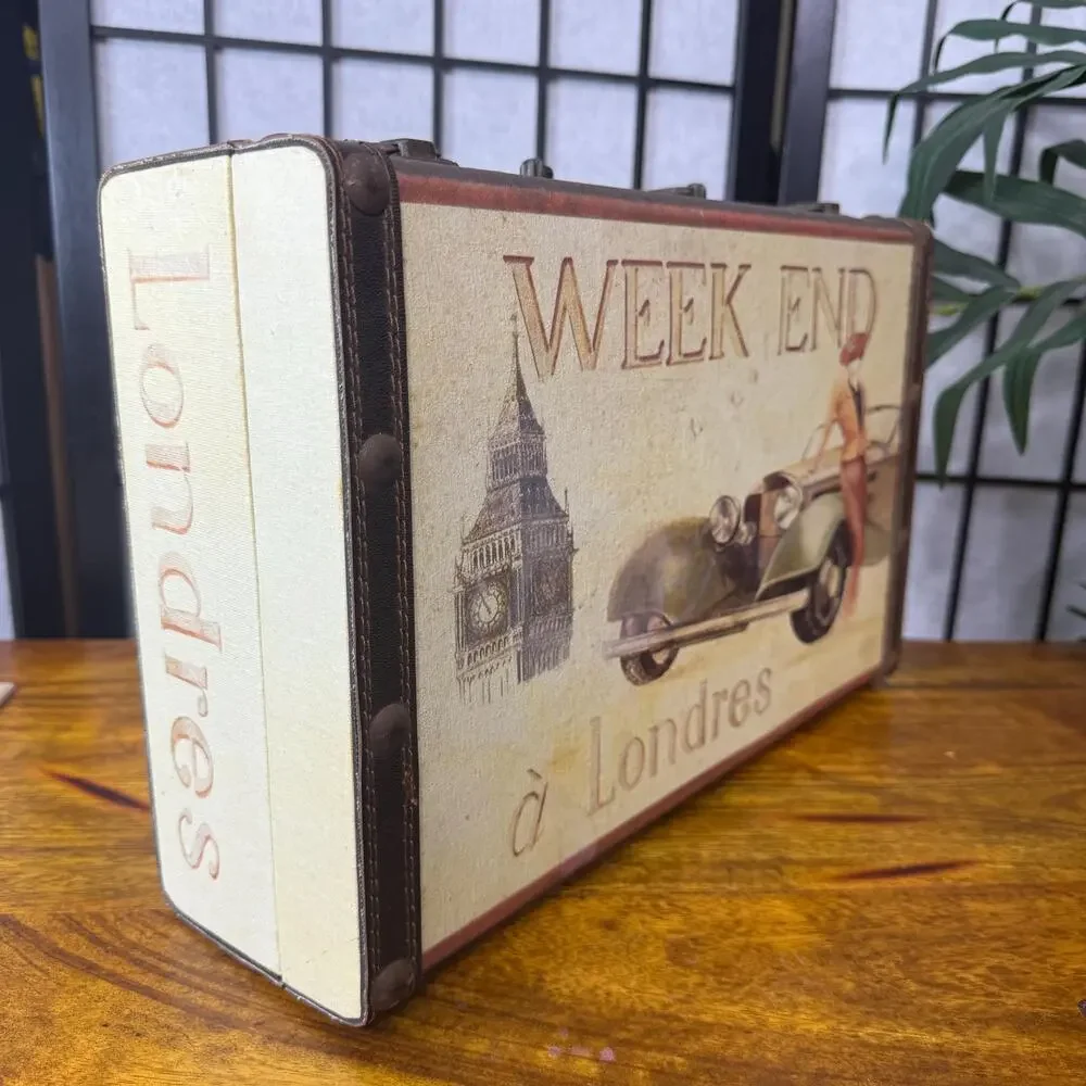 Vintage Storage Box Weekend Retro London Trunk Case